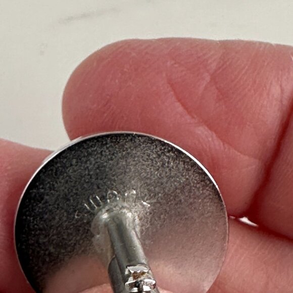 Vintage Swank 1950s Silver & Grey Mother Of Pearl Cufflinks With Ribbed Edge Des - Picture 6 of 9